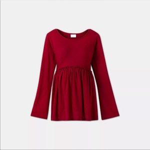 Isabel Maternity Red Long Sleeve Top